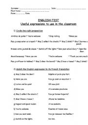 English worksheet: Useful expressions test