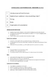 English Worksheet: Introducing your presentations