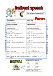 English Worksheet: indirect speech - grammar guide and exercises