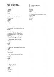 English Worksheet: wh- questions