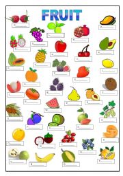 English Worksheet: FRUIT (KEY IS INCLUDED)