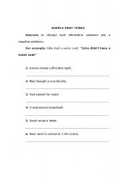 English worksheet: Exercises to practice the Simple Past Tense.