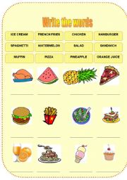 English worksheet: Food review - write the words