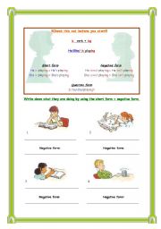 English worksheet: present continuous