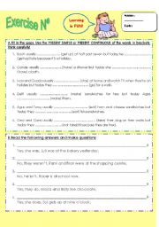 English Worksheet: Simple Present - Present Continuous - Was/Were
