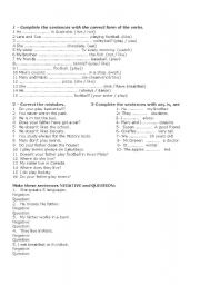 English Worksheet:  Present Tense