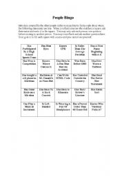 English worksheet: People bingo