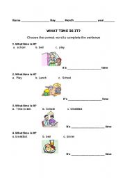 English worksheet: Its time to ...