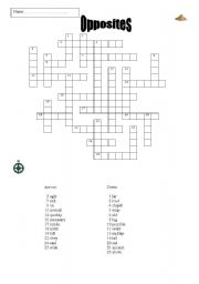 English Worksheet: Opposites Crossword