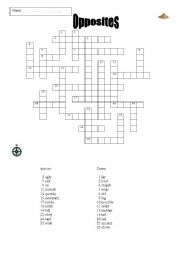 English worksheet: Opposites Crossword