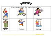 English worksheet: Sports survey