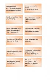 English Worksheet: Lets Talk about Money - Conversation Cards