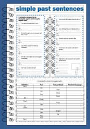 English Worksheet: PAST SIMPLE SENTENCES