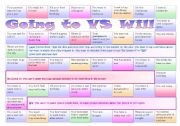 English Worksheet: Going to or Will?   Boardgame