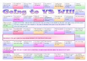 English Worksheet: Going to or Will?   Boardgame