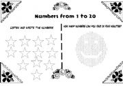 English Worksheet: Numbers 1-20