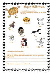 English worksheet: Funny Halloween Worksheet