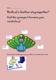 English worksheet: Synonymns