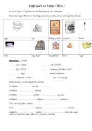 English worksheet: Cupcakes recipe