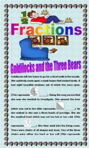 English Worksheet: Fractions Using Goldilocks and the Three Bears