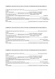 English Worksheet: Future Continuous or Future Perfect