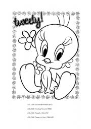 English Worksheet: COLOUR TWEETY