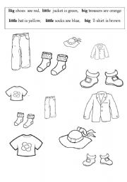 English Worksheet: Big, little clothes