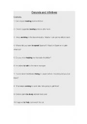 English Worksheet: Gerunds and Infinitives 