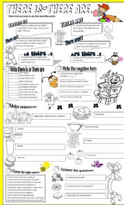 English Worksheet: there is- there are