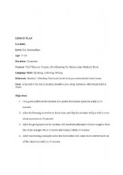 English worksheet: lesson plan