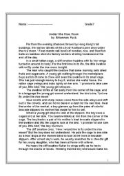 English Worksheet: reading : short story