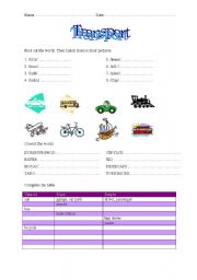 English worksheet: Transport