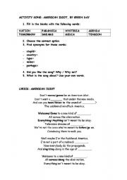 English Worksheet: American Idiot, by Green Day