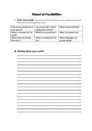 English worksheet: Planet of Possibilites