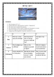 English worksheet: Mt Fuji Say It - Conversation Task