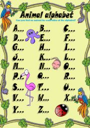 English Worksheet: ALPHABET & ANIMALS