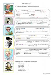 English Worksheet: Who said that - practising present simple 