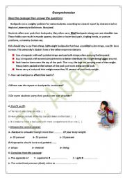 English Worksheet: back packs comprehention