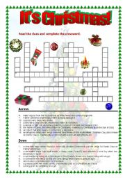 English Worksheet: Christmas Crossword