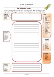 English Worksheet: For and against essay- GM foods