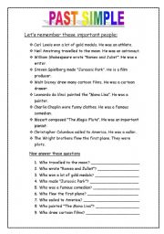 English Worksheet: past simple