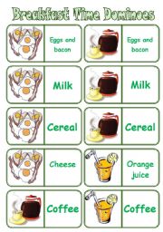 English Worksheet: Breakfast Time Dominoes (28 pieces X 7 words) ***editable