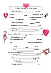 English worksheet: To Make you feel my love