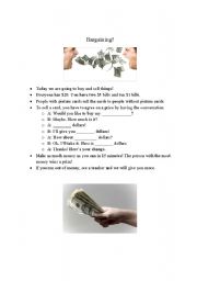 English Worksheet: Buying and Selling/ Bargaining