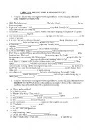 English Worksheet: Present simple and continuous