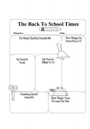 English worksheet: Newsletter for back to school