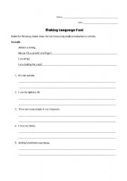 English Worksheet: Writing Metaphors and Similes