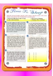 English Worksheet: Reading - Time To Sleep