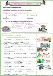 English Worksheet: conditionnal sentence type1;rules with practice