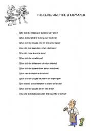 English worksheet: The elves and the shoemaker